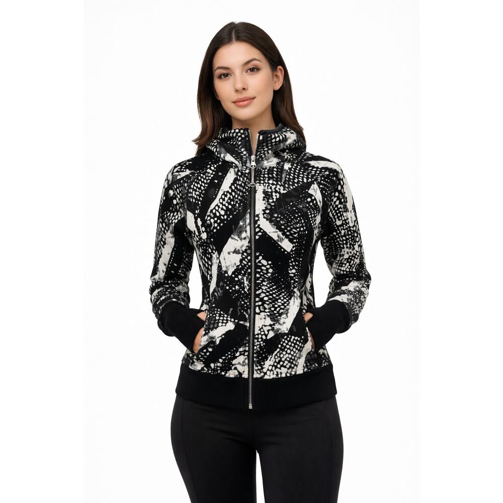 Lululemon Scuba Hoodie II Static Mist Black White Full Zip Jacket Size 2 XS